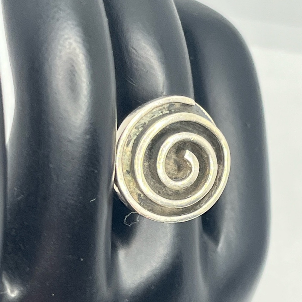 Mexico sterling silver abstract swirl circle wide band ring size 6.75 vintage - Picture 6 of 16